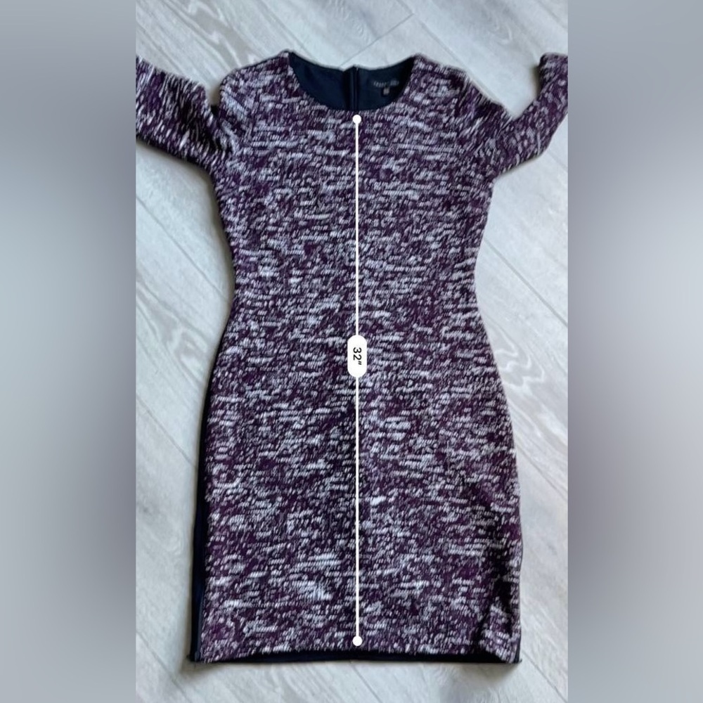 Forest Lily Embroidery Thread Knit Dress W Sz 10 Sheath Dress Purple Knee Length - Picture 8 of 8